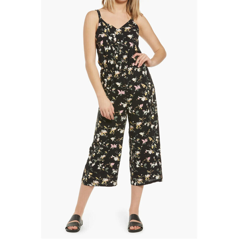 Vero Moda women's Simply Easy Culotte Jumpsuit In Black Floral Size XS NWT